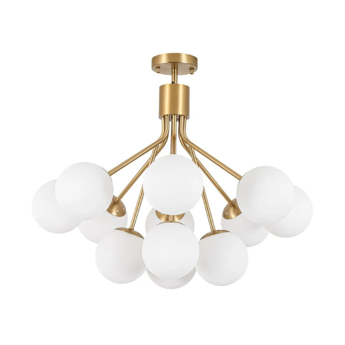 Bloom Opal Glass Bubble Tiered Sputnik Semi Flush Chandelier