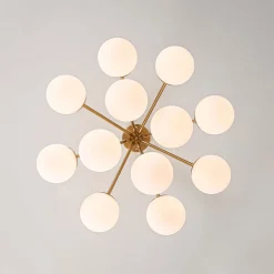 Bloom Opal Glass Bubble Tiered Sputnik Semi Flush Chandelier