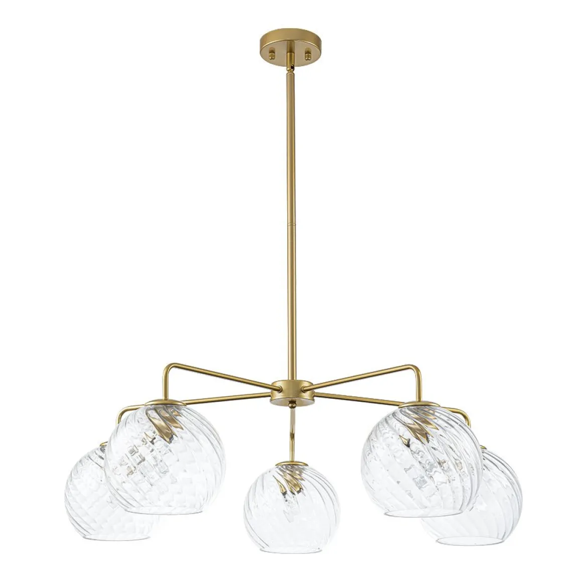 Blue Ribbed Glass Globe 5-light Round Sputnik Chandelier