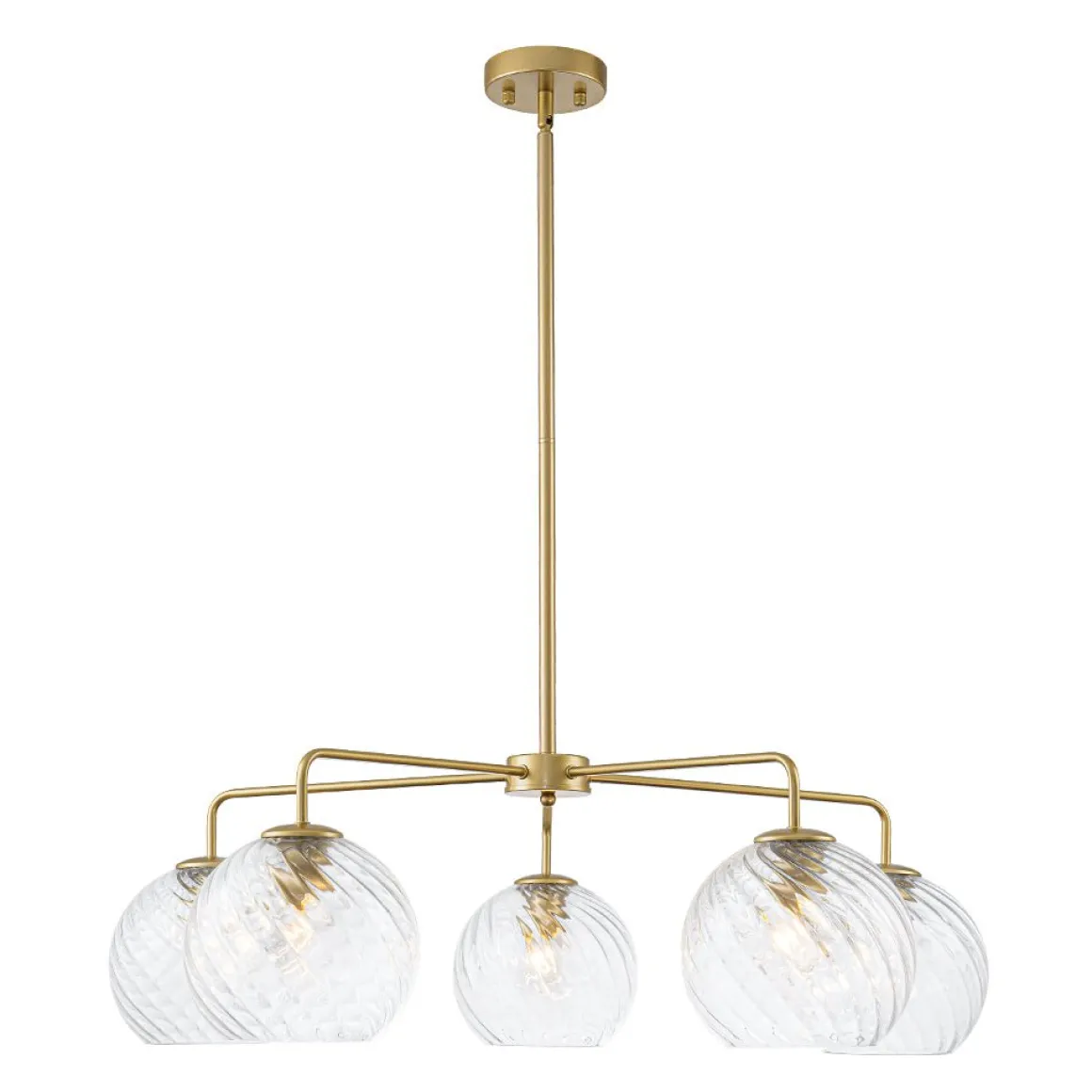 Blue Ribbed Glass Globe 5-light Round Sputnik Chandelier