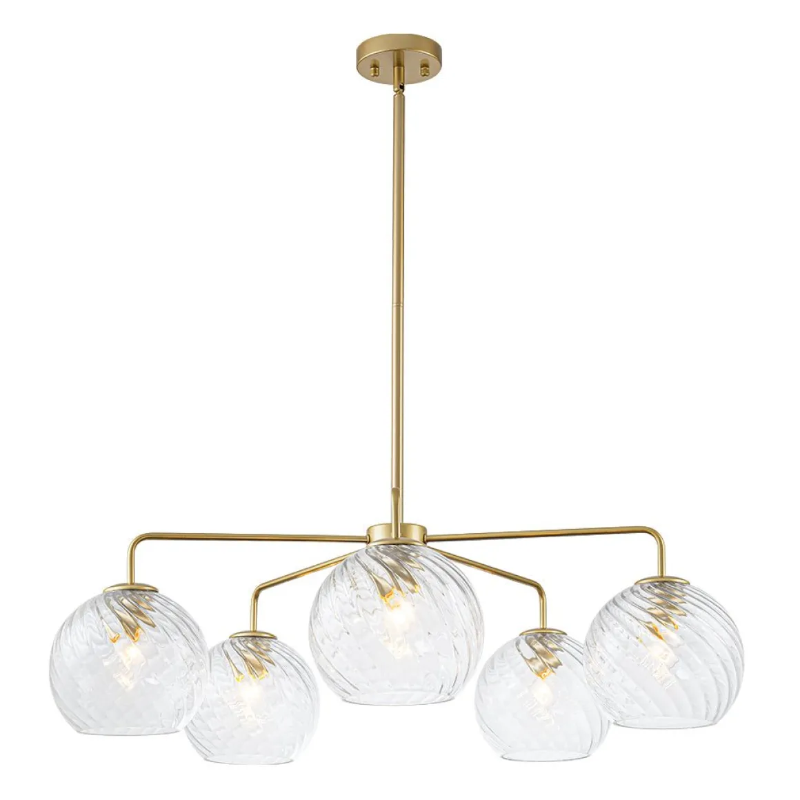 Blue Ribbed Glass Globe 5-light Round Sputnik Chandelier