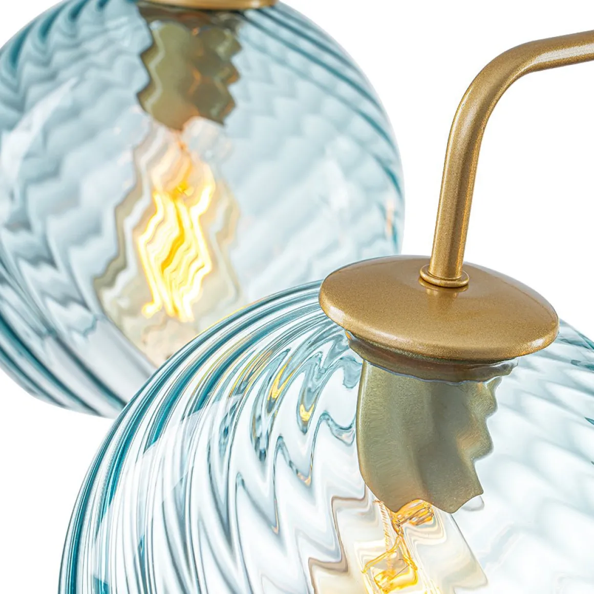 Blue Ribbed Glass Globe 5-light Round Sputnik Chandelier