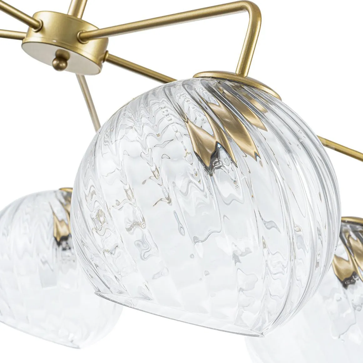 Blue Ribbed Glass Globe 5-light Round Sputnik Chandelier