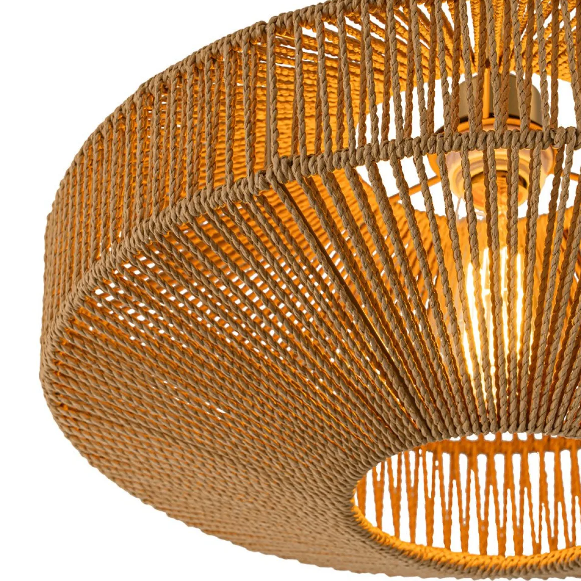 Bohemian Brown Woven Hemp Rope Cage Ceiling Light