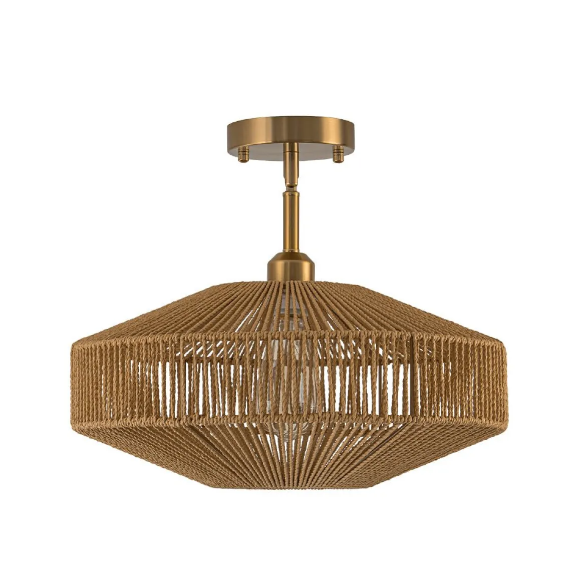 Bohemian Brown Woven Hemp Rope Cage Ceiling Light