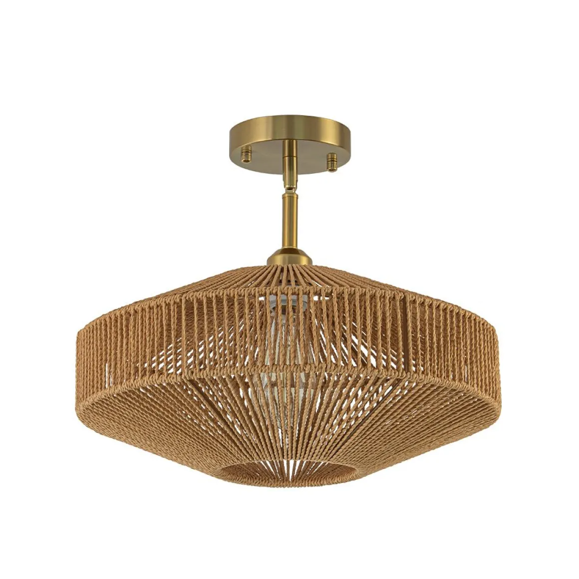 Bohemian Brown Woven Hemp Rope Cage Ceiling Light