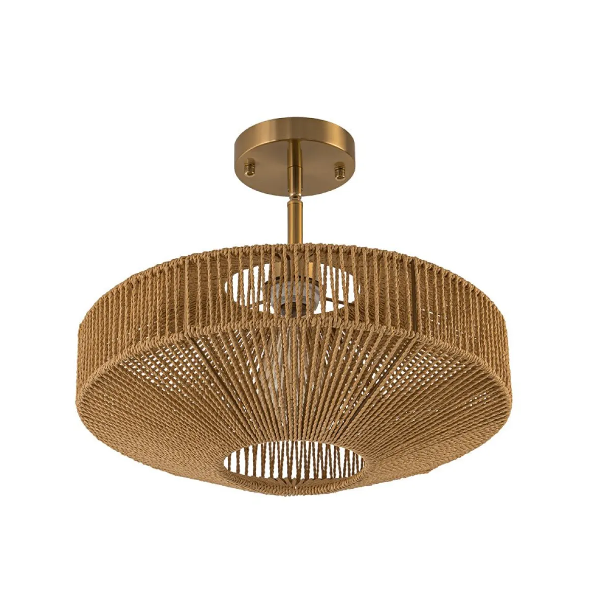 Bohemian Brown Woven Hemp Rope Cage Ceiling Light