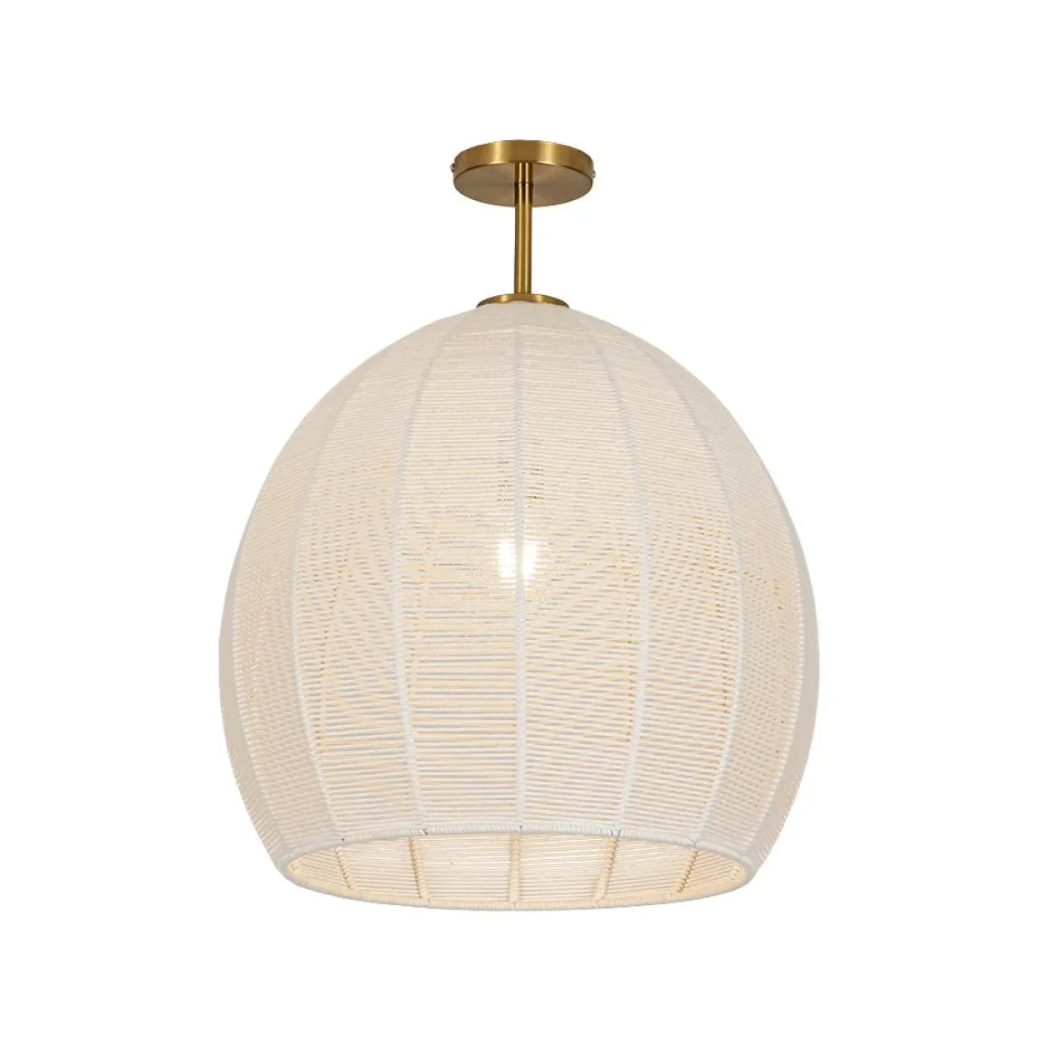 Boho Ivory Woven Thread Dome Cage Semi Flush Mount