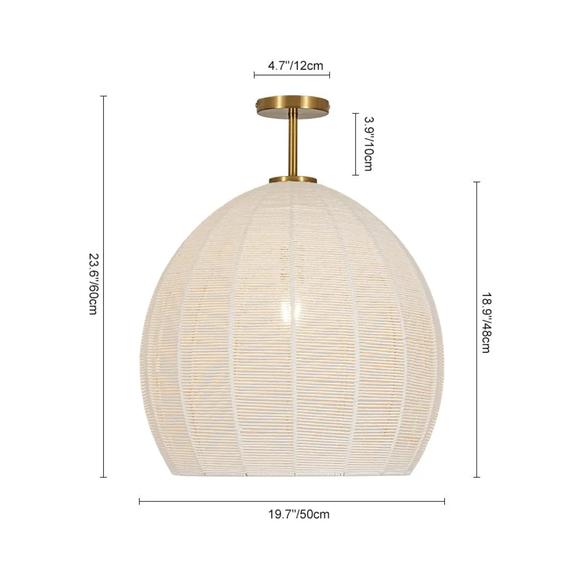 Boho Ivory Woven Thread Dome Cage Semi Flush Mount