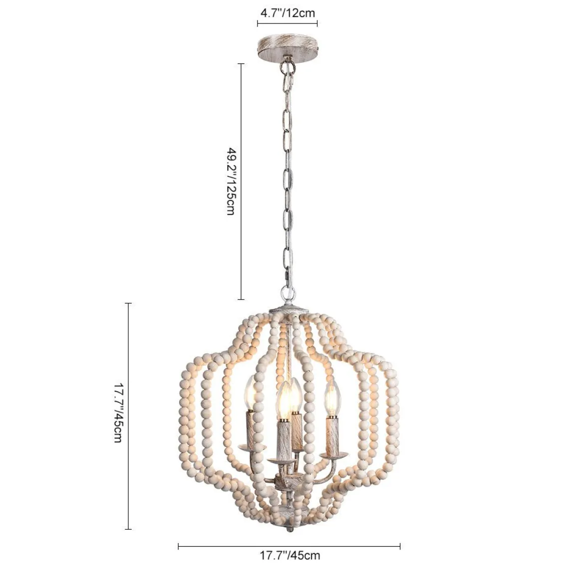Boho 4-Light Wood Beaded Lantern Pendant