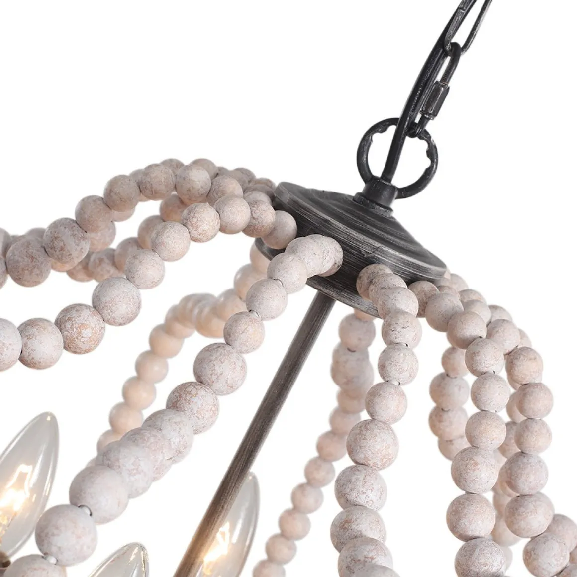 Boho 4-Light Wood Beaded Lantern Pendant
