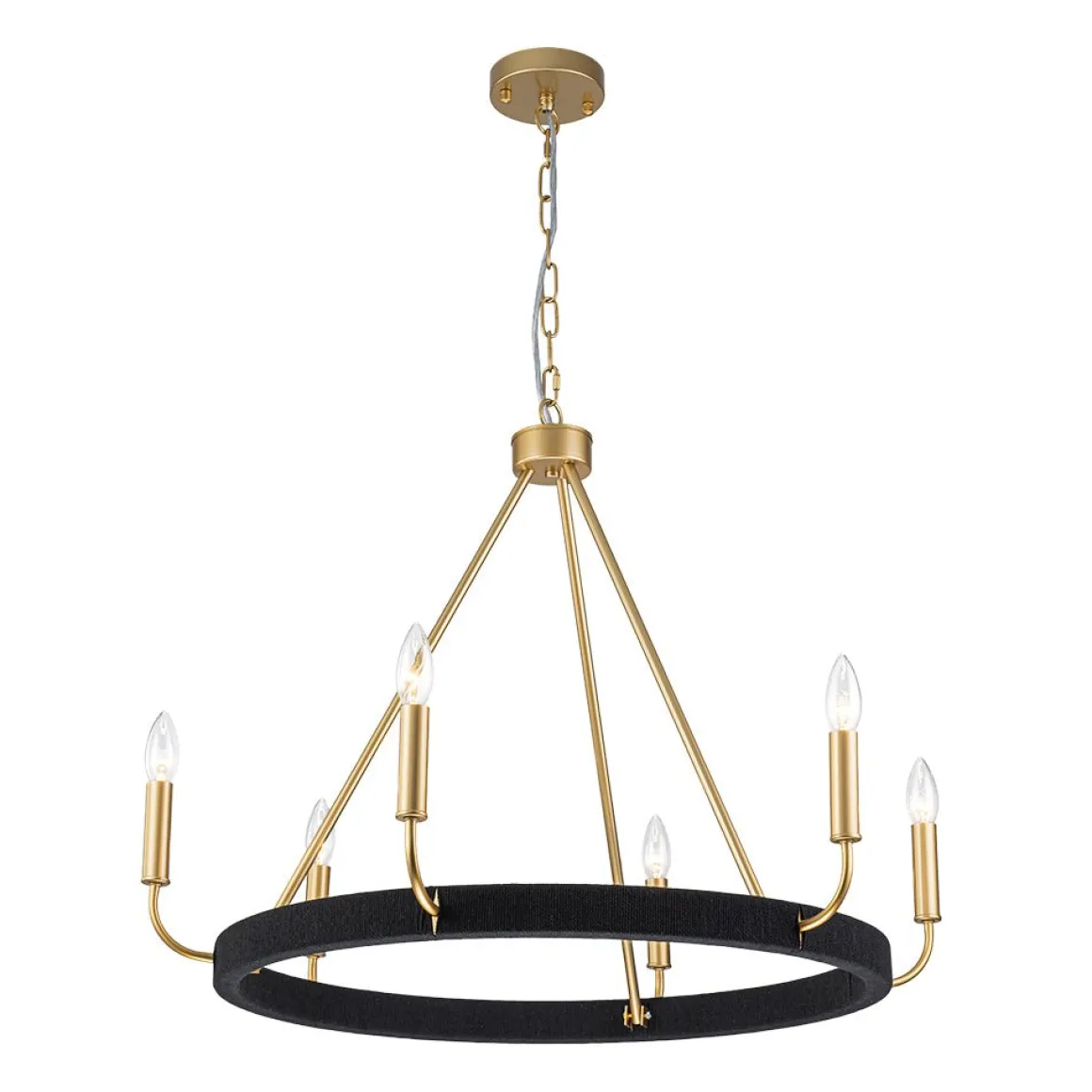 Boho 6-Light Woven String Candle Wagon Wheel Chandelier