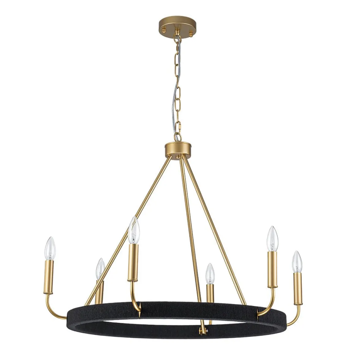 Boho 6-Light Woven String Candle Wagon Wheel Chandelier