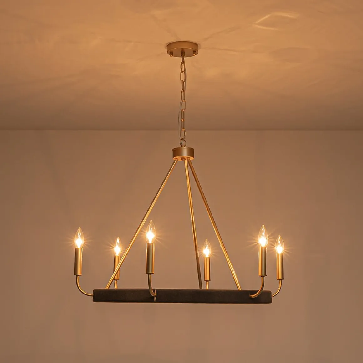 Boho 6-Light Woven String Candle Wagon Wheel Chandelier