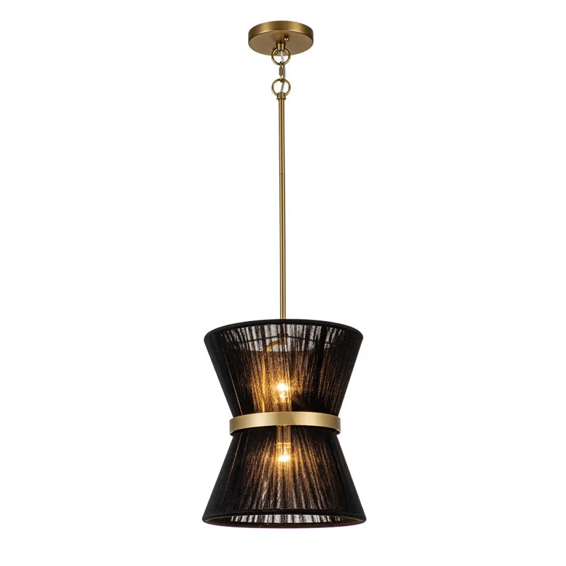 Boho 2-Tier Woven Thread Tapered Drum Pendant Light