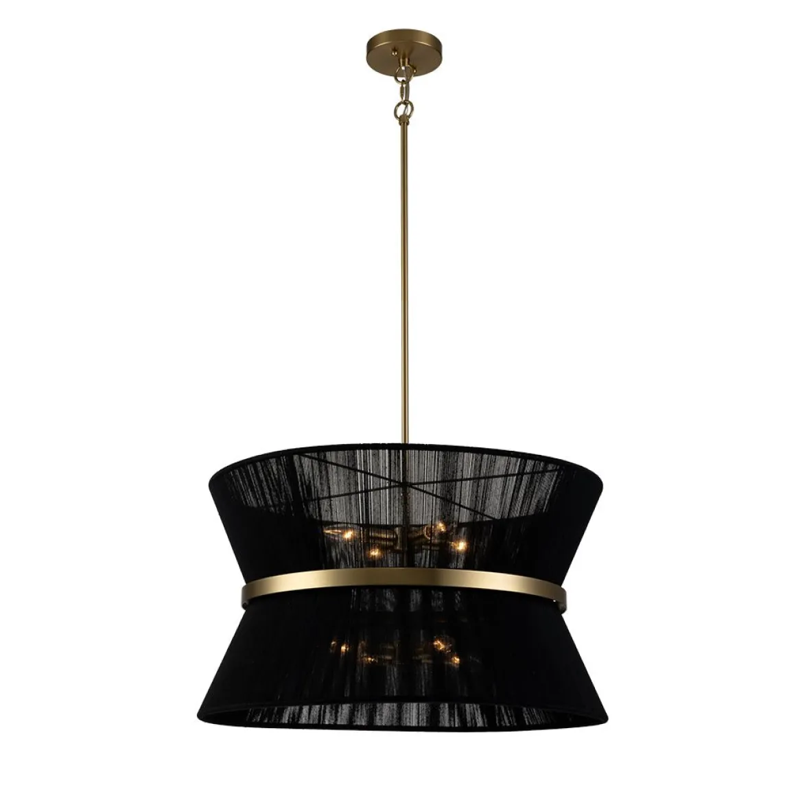 Boho 2-Tier Woven Thread Tapered Drum Pendant Light
