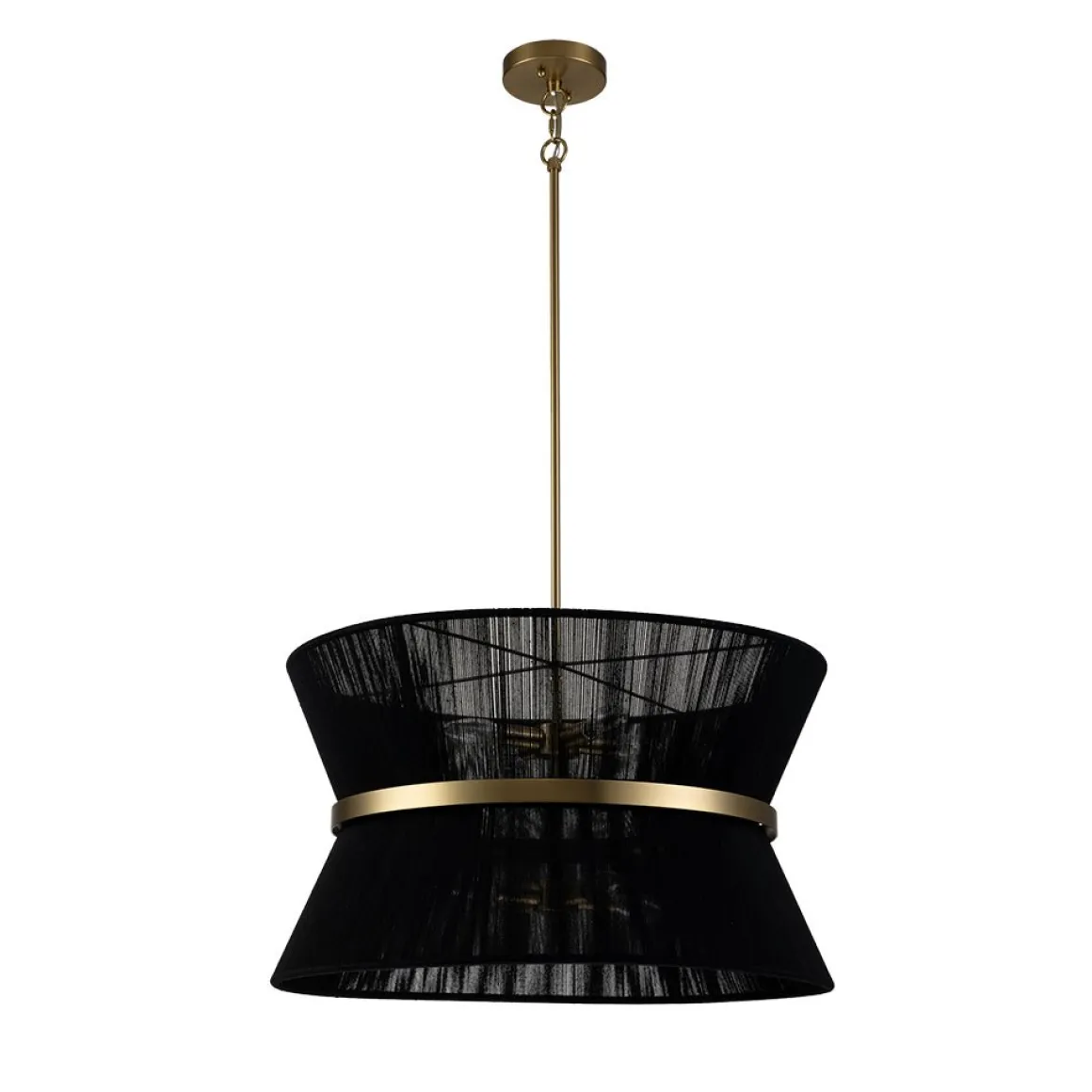 Boho 2-Tier Woven Thread Tapered Drum Pendant Light