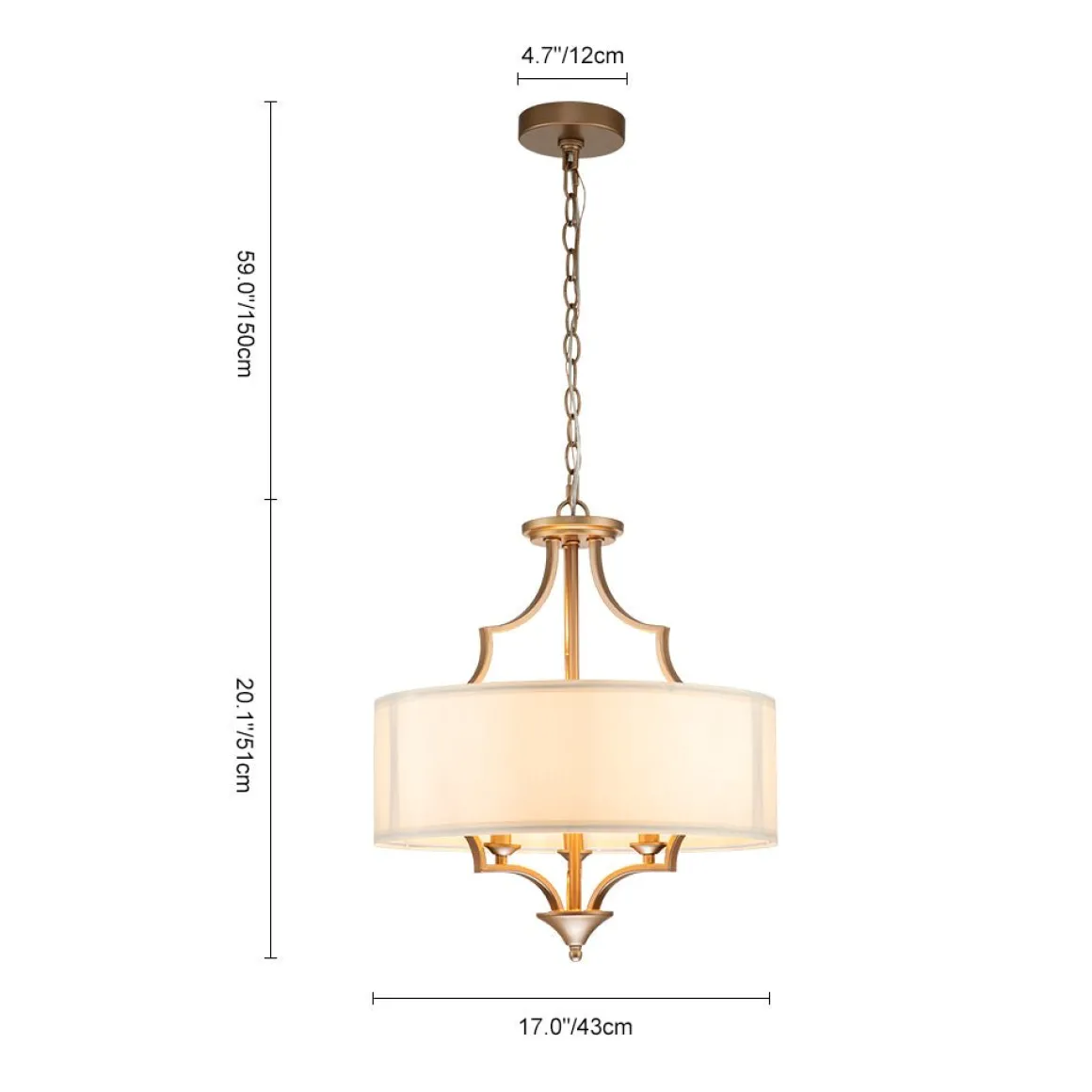 Brass Candle Style Drum Fabric Chandelier