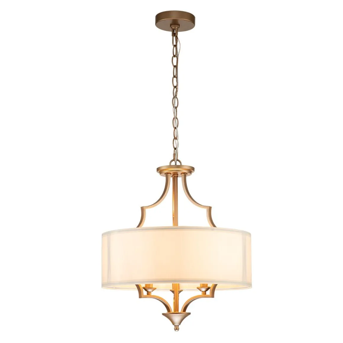 Brass Candle Style Drum Fabric Chandelier