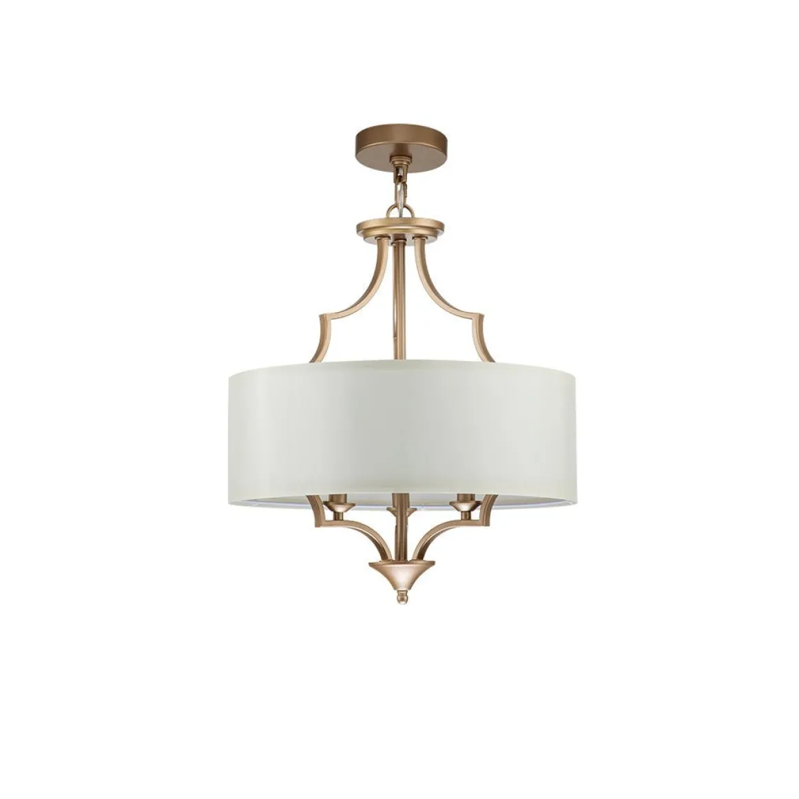 Brass Candle Style Drum Fabric Chandelier