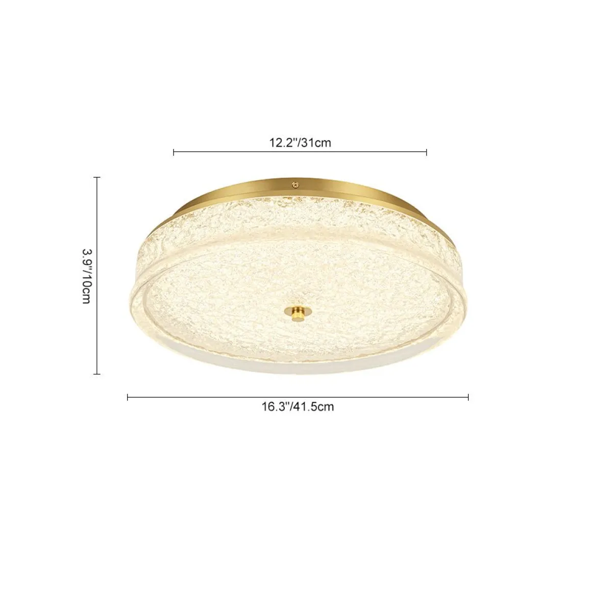 Brass Crystal Resin Art Dimmable LED Round LED Ceiling Light
