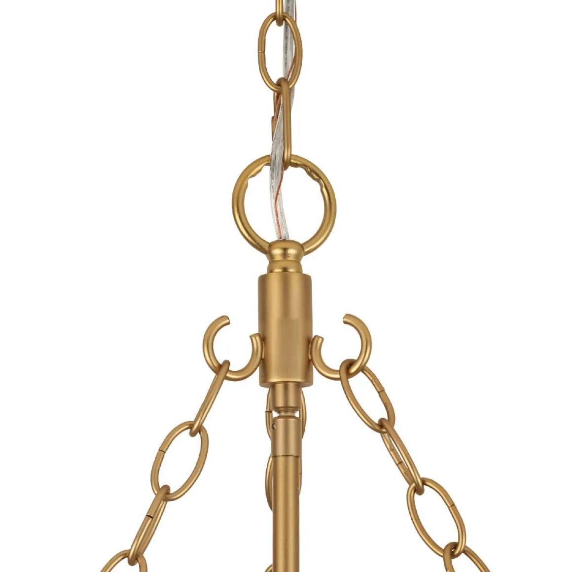 Brass 1-Light Clear Textured Glass Conical Cage Pendant