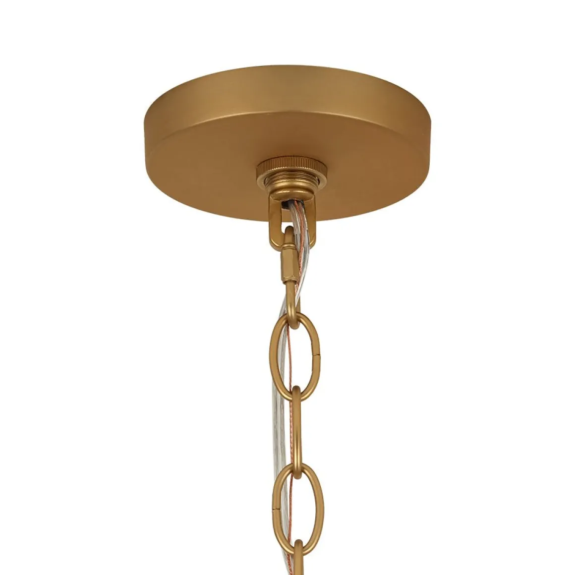 Brass 1-Light Clear Textured Glass Conical Cage Pendant