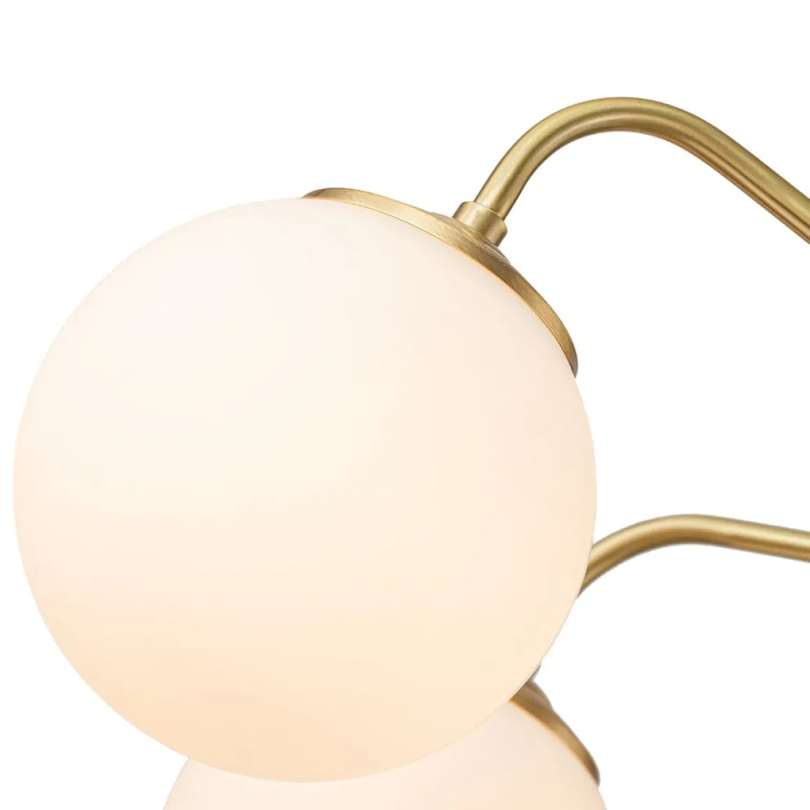 Brass 6-Light Milky White Globe Round Chandelier