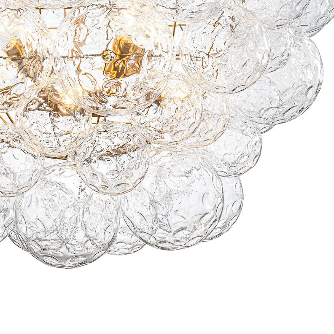 Brass Luxe Cluster Hammered Glass Globe Bubble Chandelier