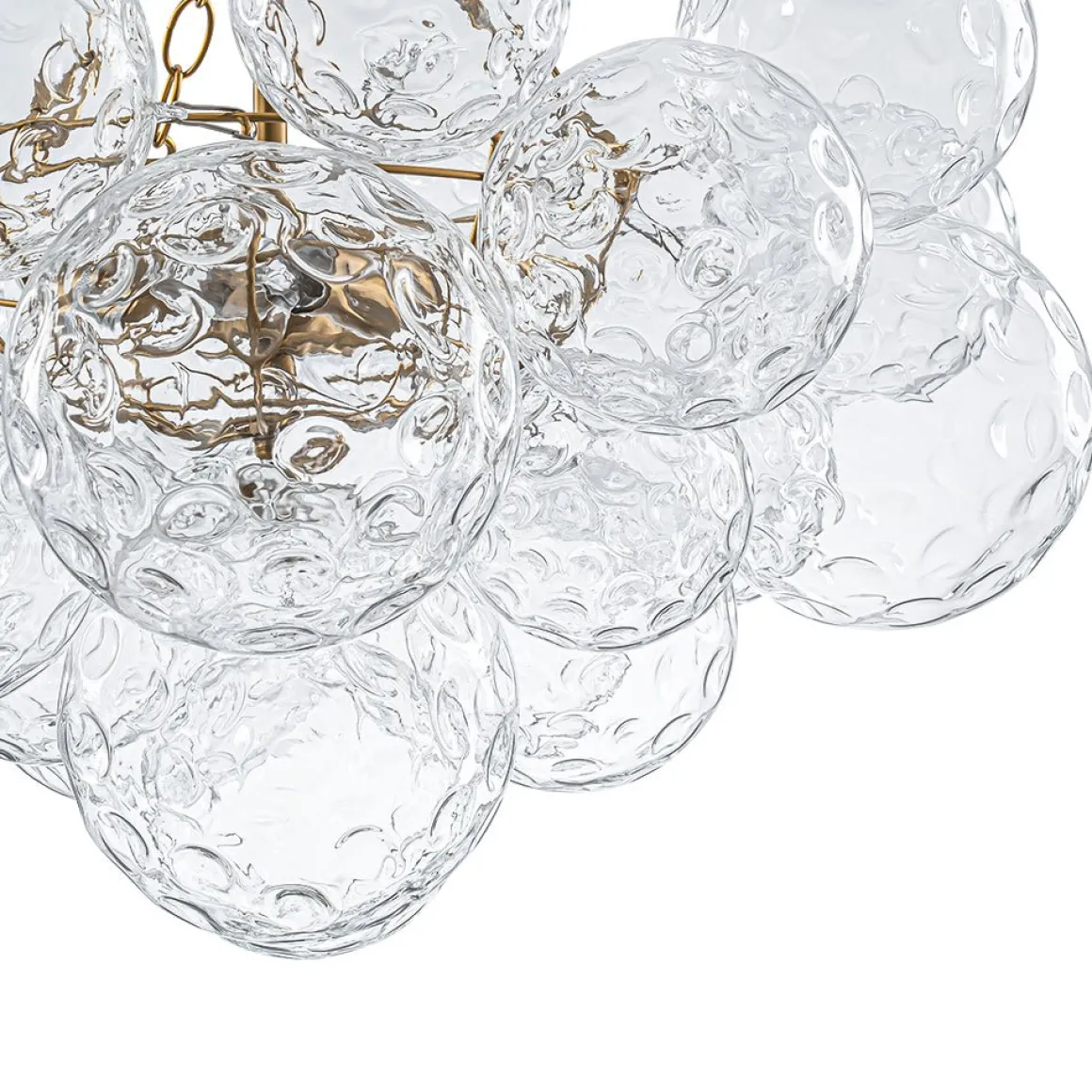 Brass Luxe Cluster Hammered Glass Globe Bubble Chandelier