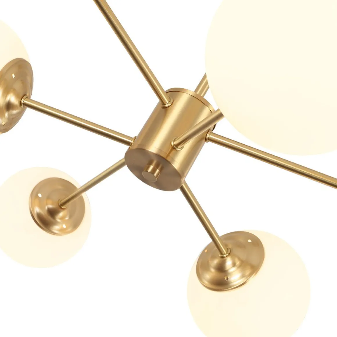 Brass Opal Glass Globe Tier Sputnik Chandelier