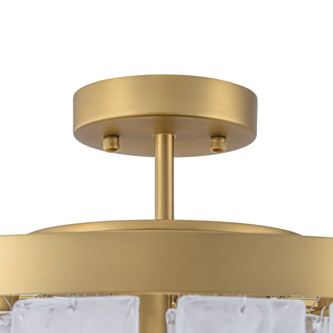Brass Round Tiered Opal Swirl Glass Pendant Chandelier