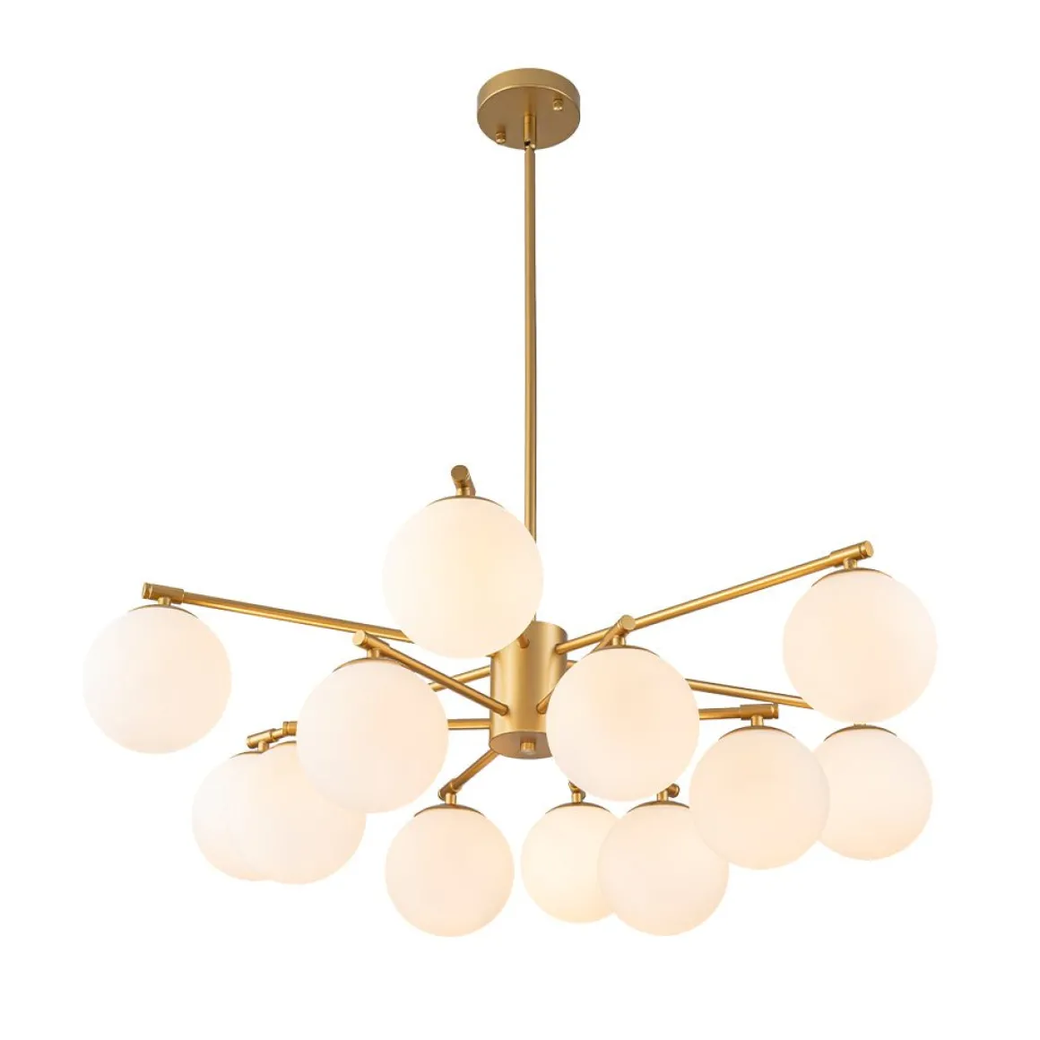 Brass 2-Tier Sputnik Frosted Glass Bubble Pendant Chandelier