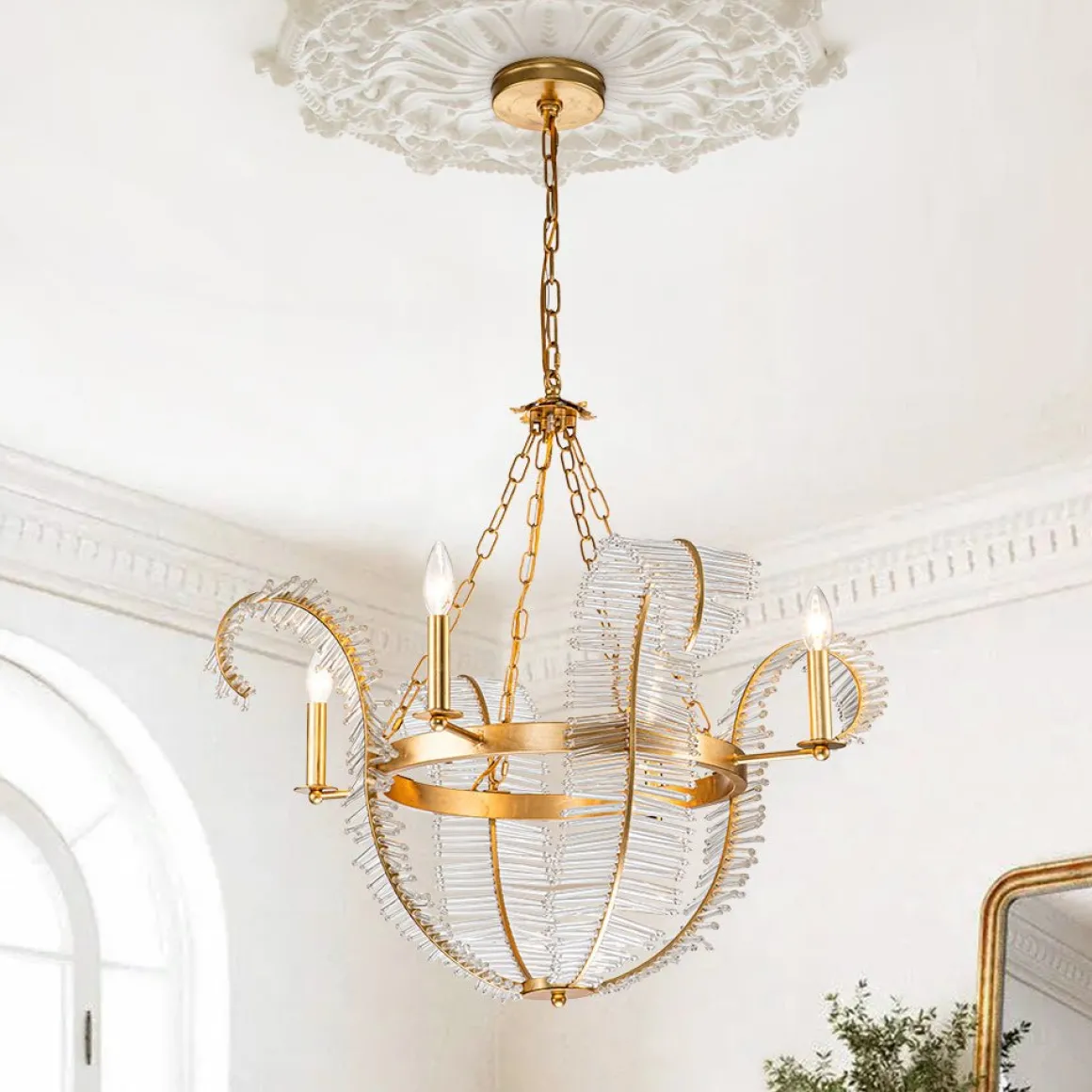 Chic Antique Crystal Floral Chandelier