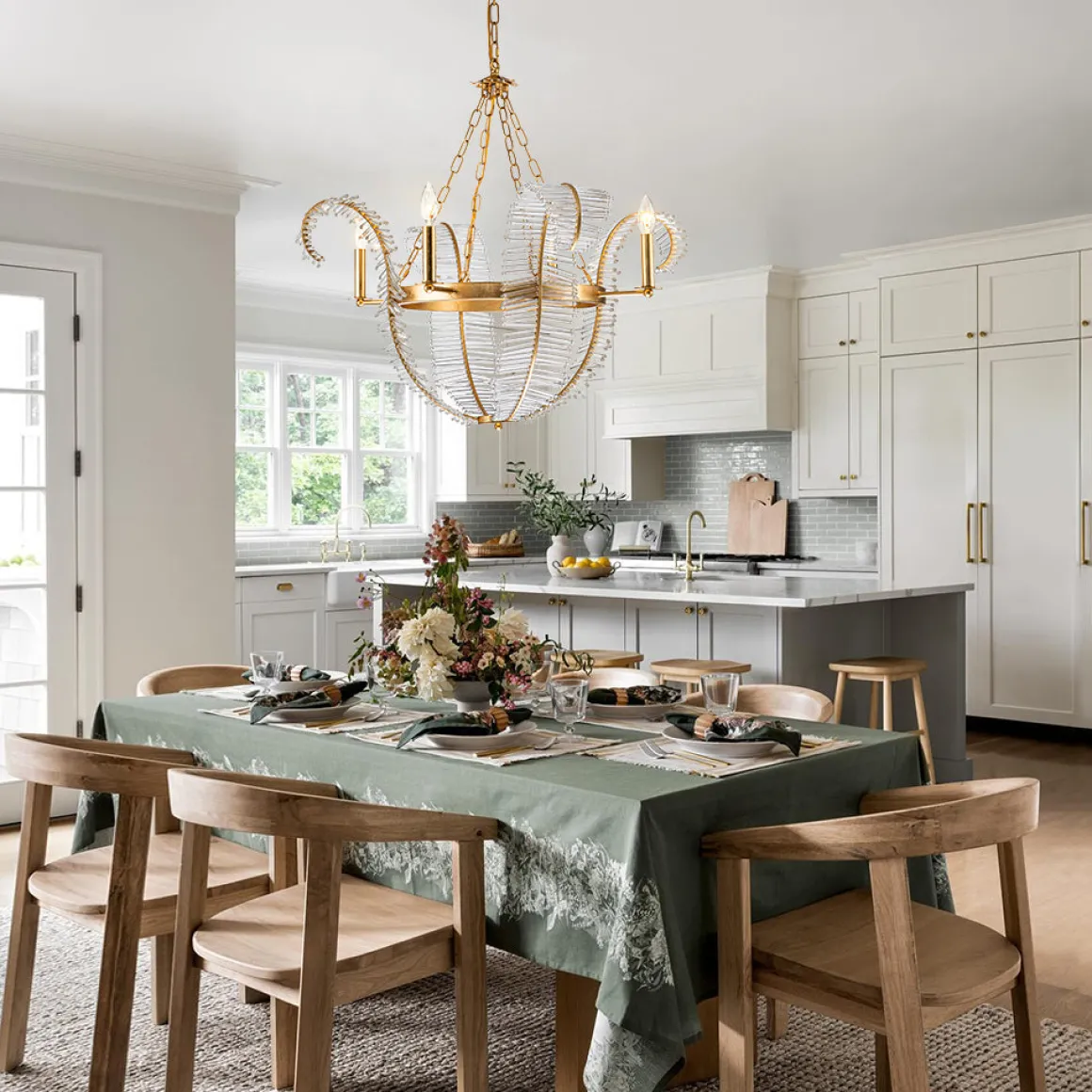 Chic Antique Crystal Floral Chandelier