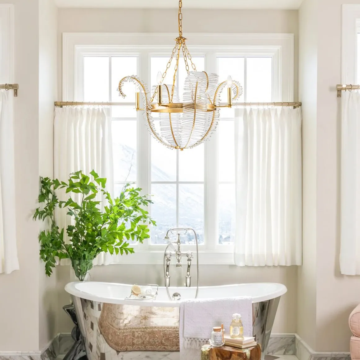 Chic Antique Crystal Floral Chandelier