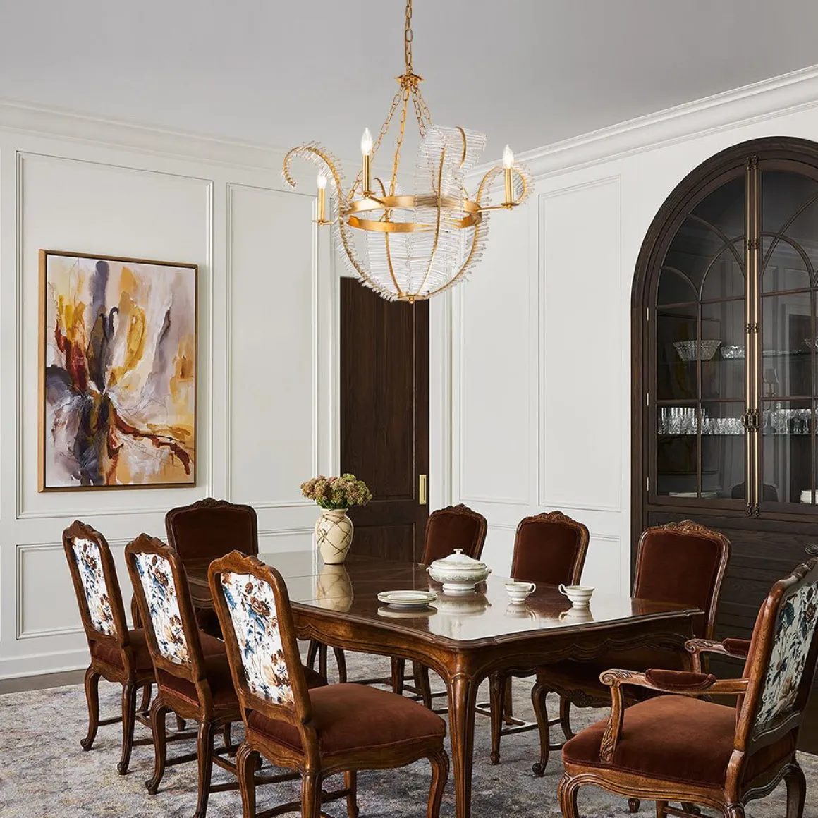 Chic Antique Crystal Floral Chandelier