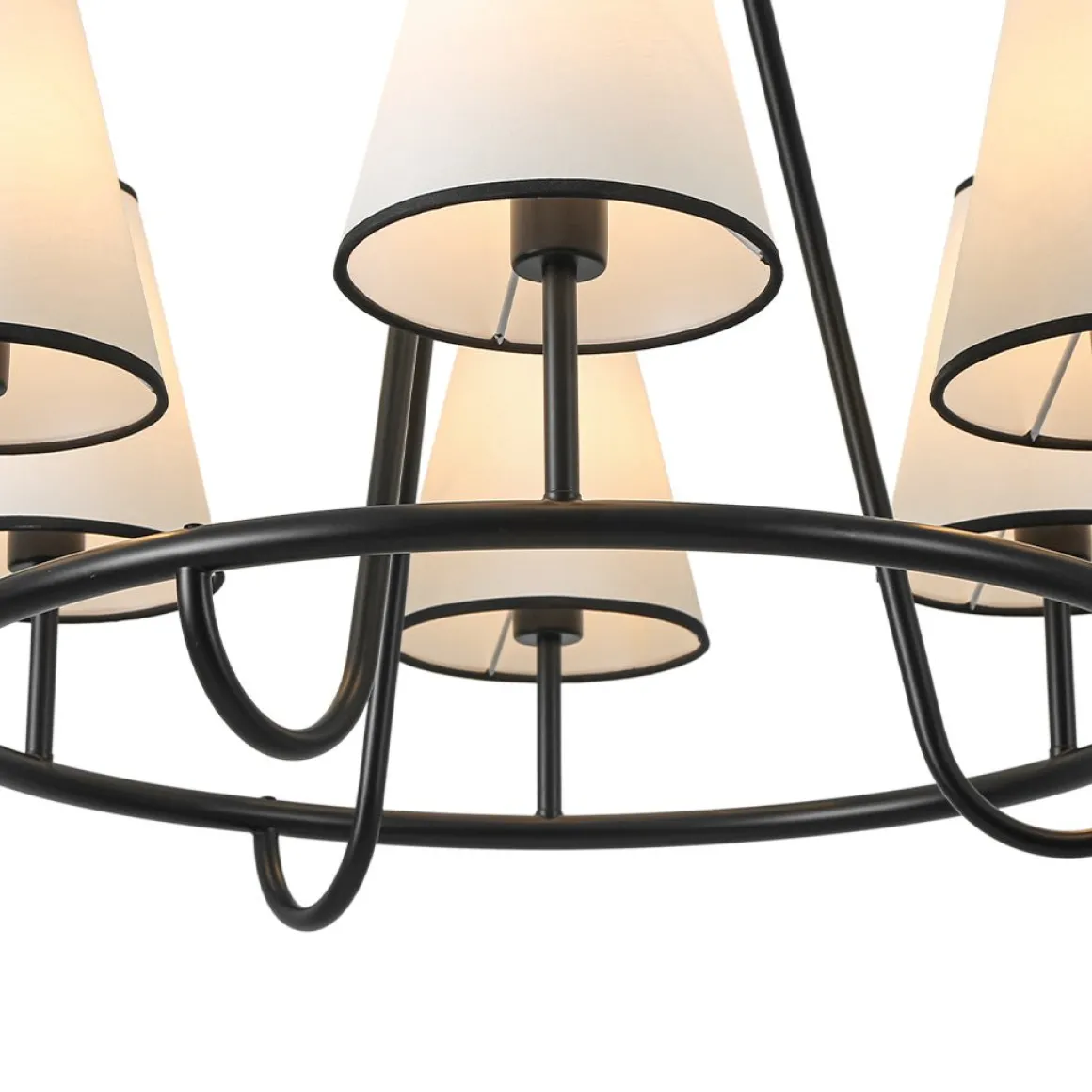 Classic 6-Light Fabric Conical Shade Wheel Chandelier