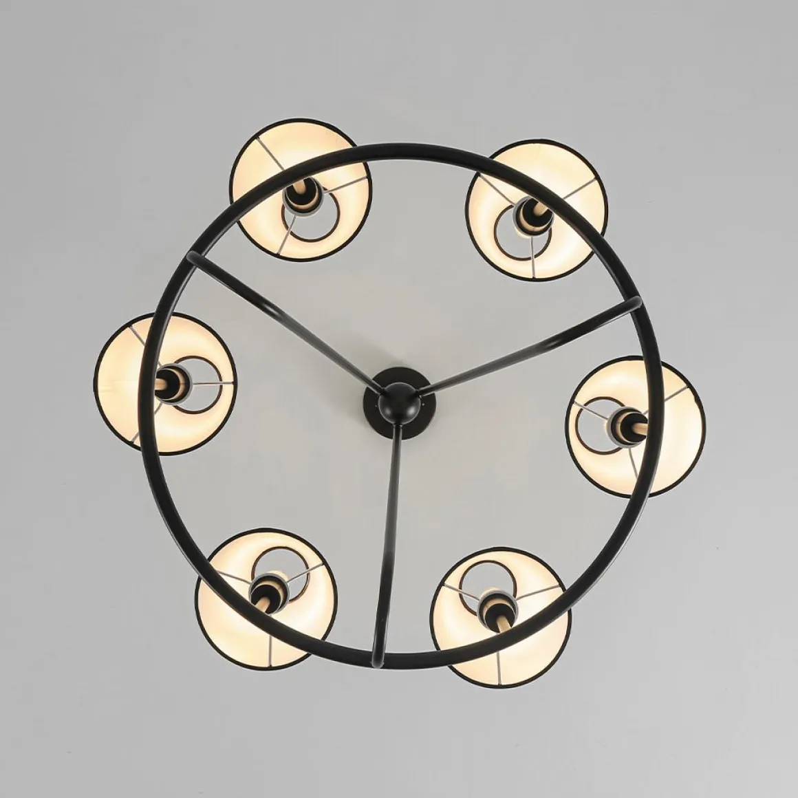Classic 6-Light Fabric Conical Shade Wheel Chandelier