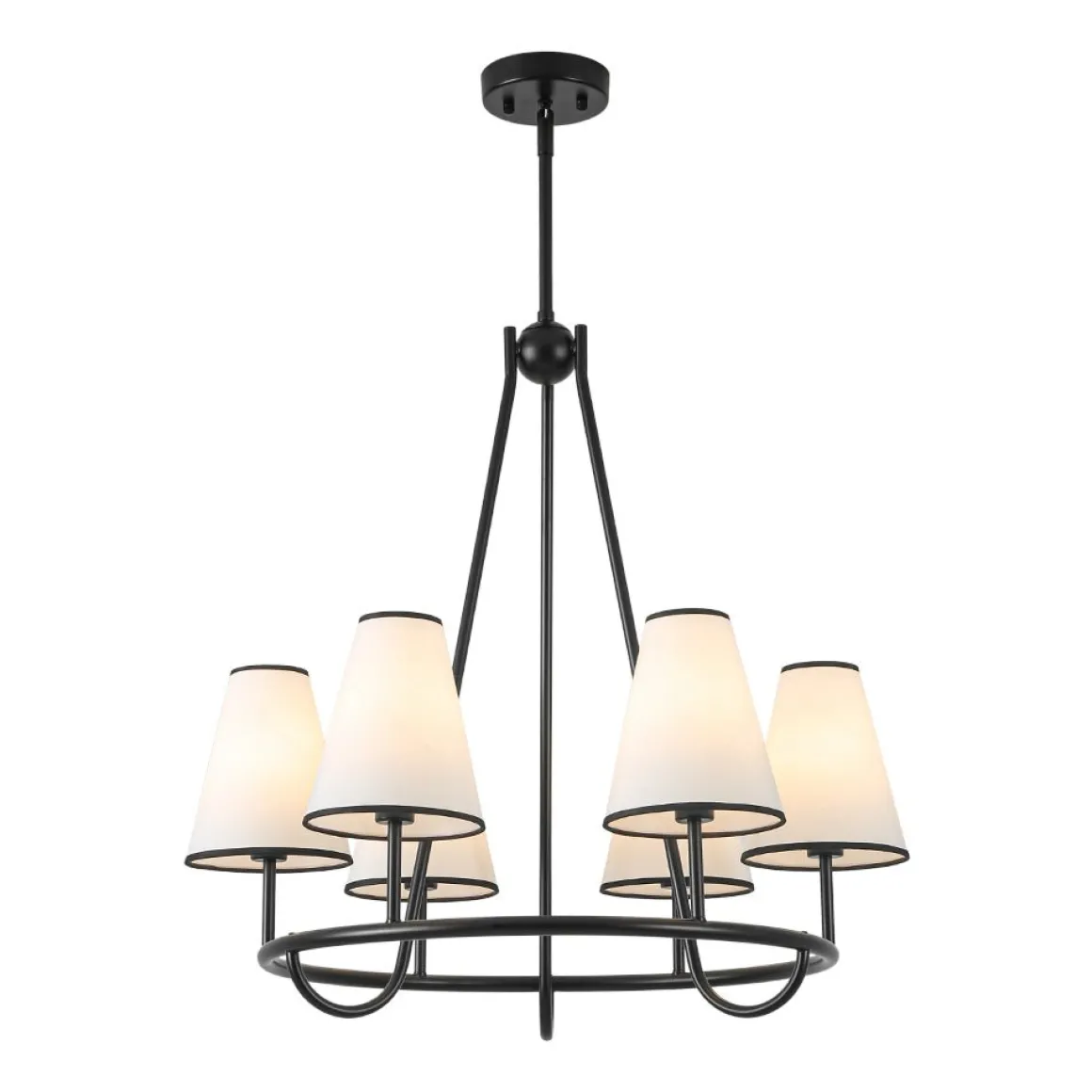 Classic 6-Light Fabric Conical Shade Wheel Chandelier