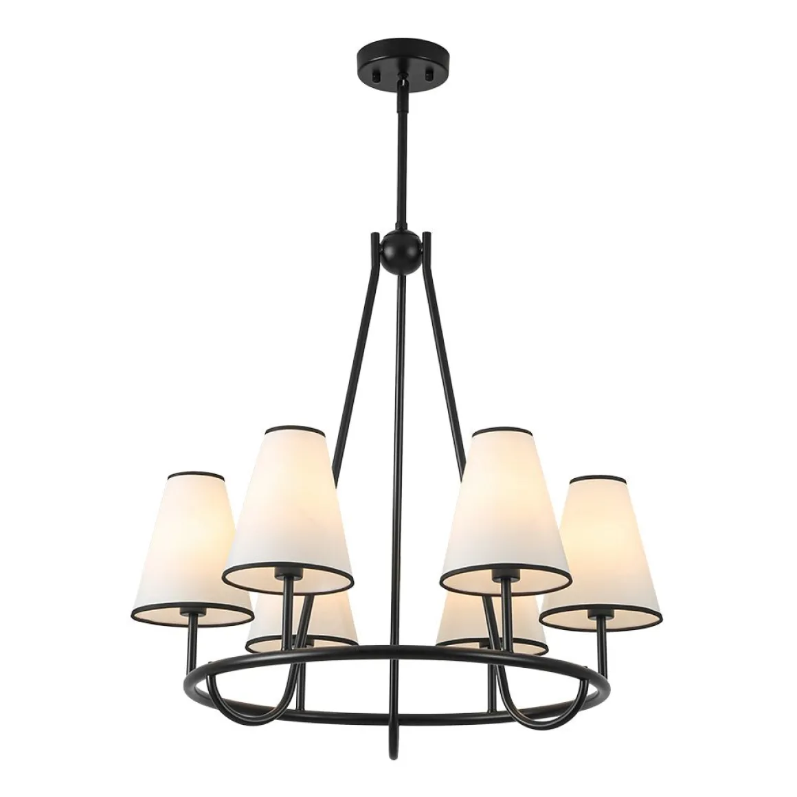 Classic 6-Light Fabric Conical Shade Wheel Chandelier