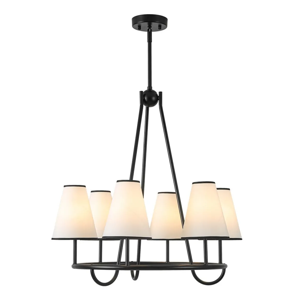 Classic 6-Light Fabric Conical Shade Wheel Chandelier