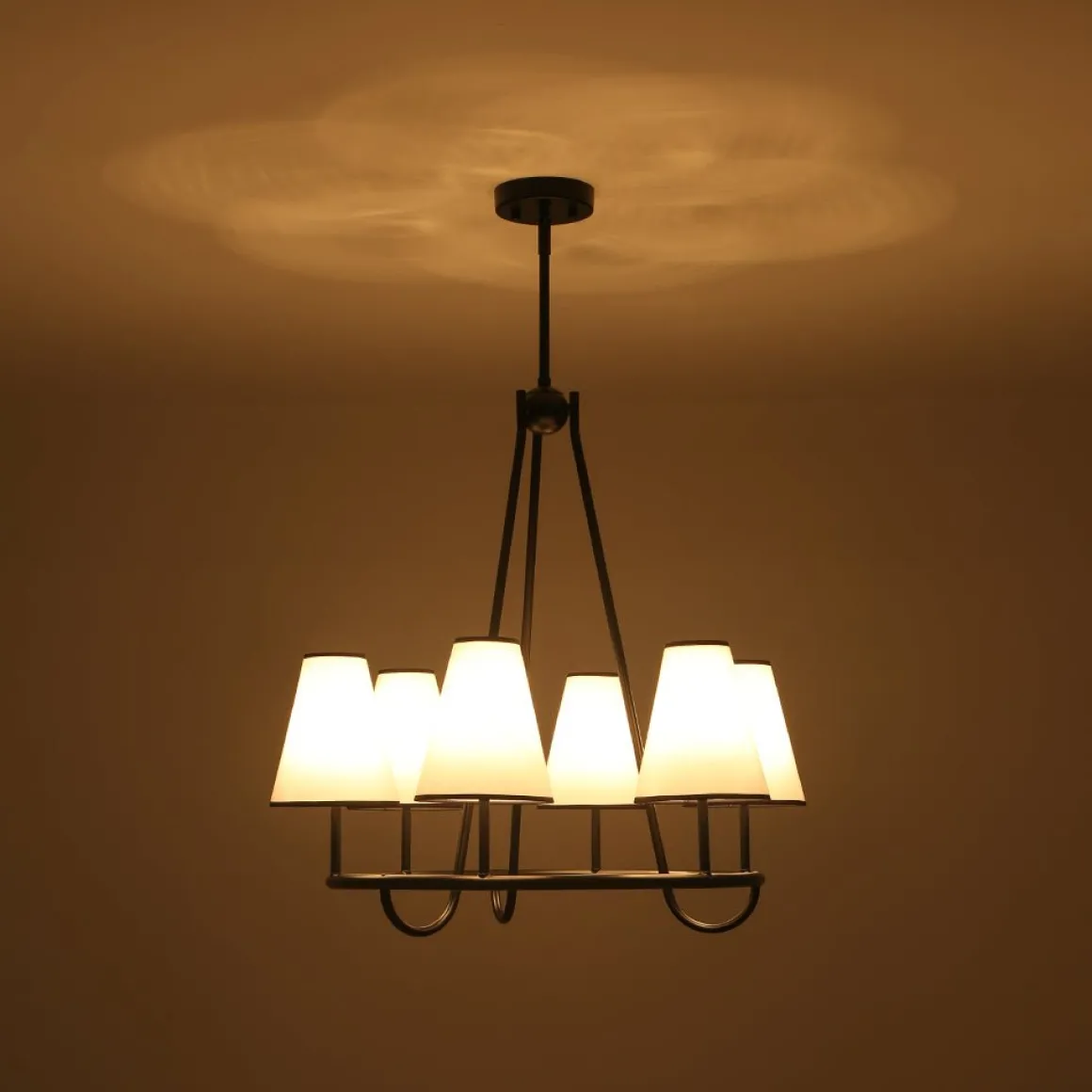 Classic 6-Light Fabric Conical Shade Wheel Chandelier
