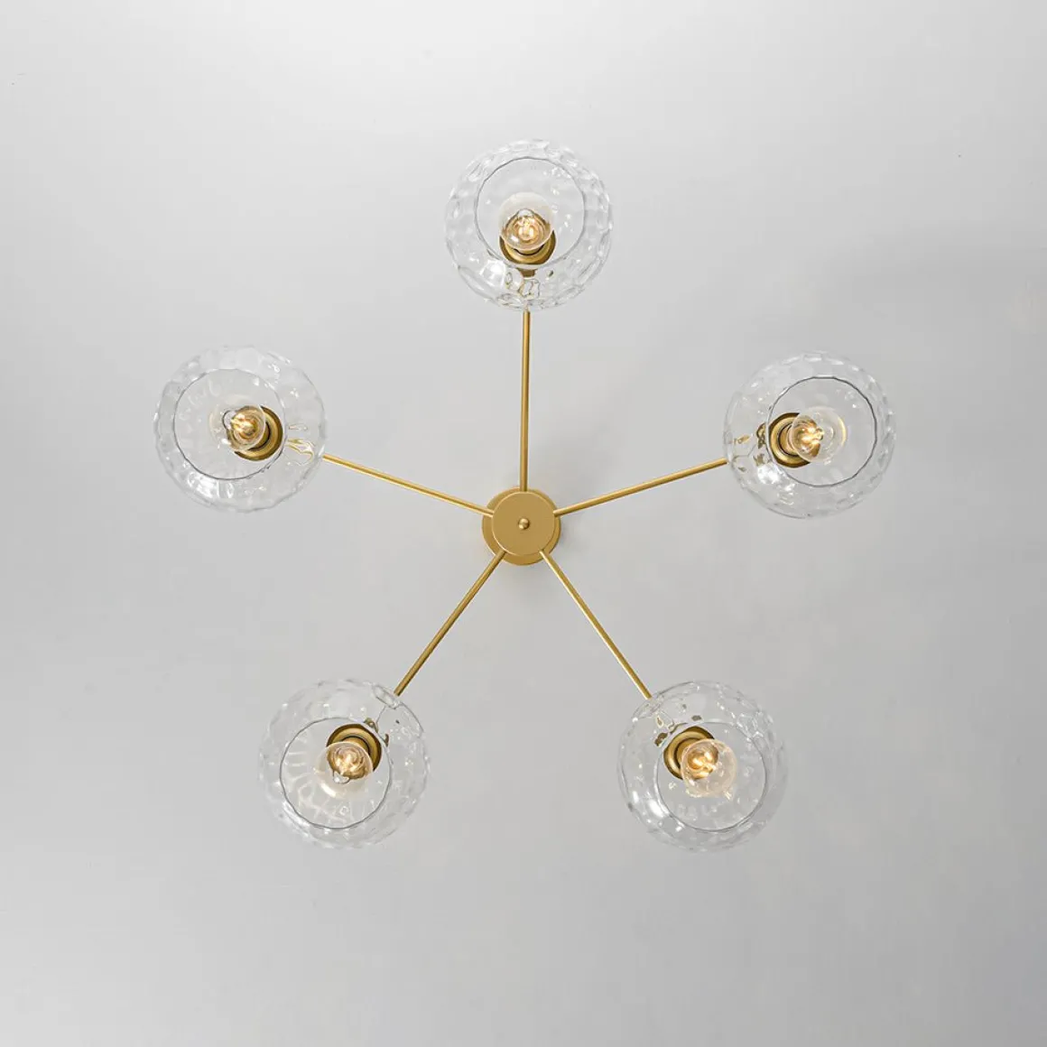 Clear Hammered Glass Globe 5-light Round Sputnik Chandelier