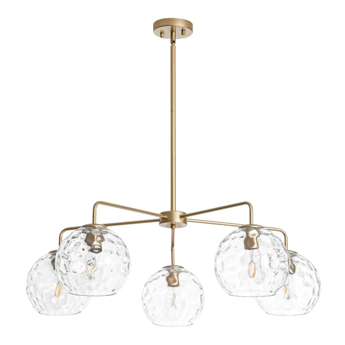 Clear Hammered Glass Globe 5-light Round Sputnik Chandelier