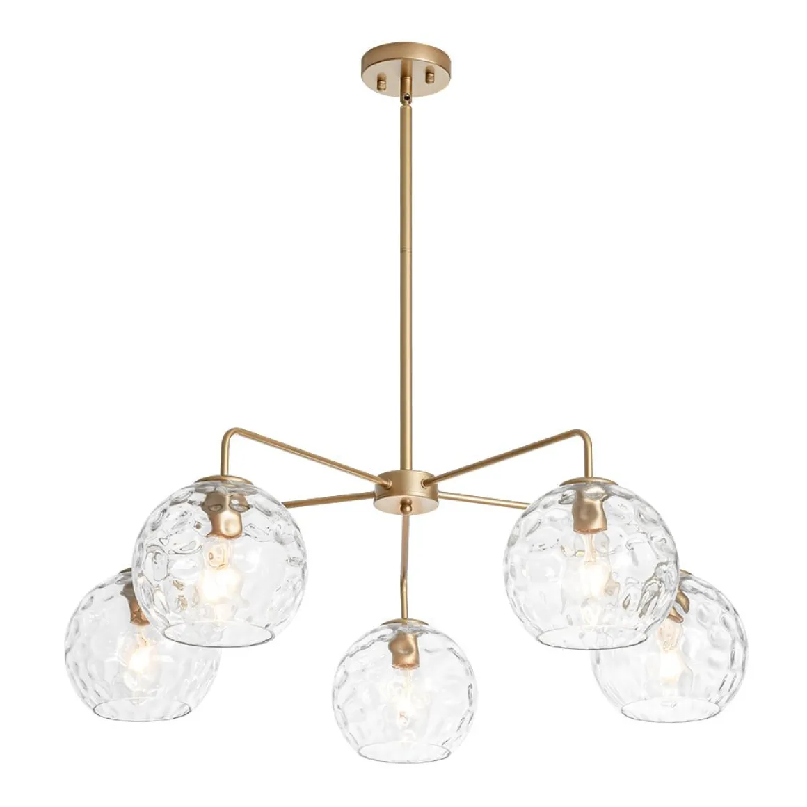 Clear Hammered Glass Globe 5-light Round Sputnik Chandelier