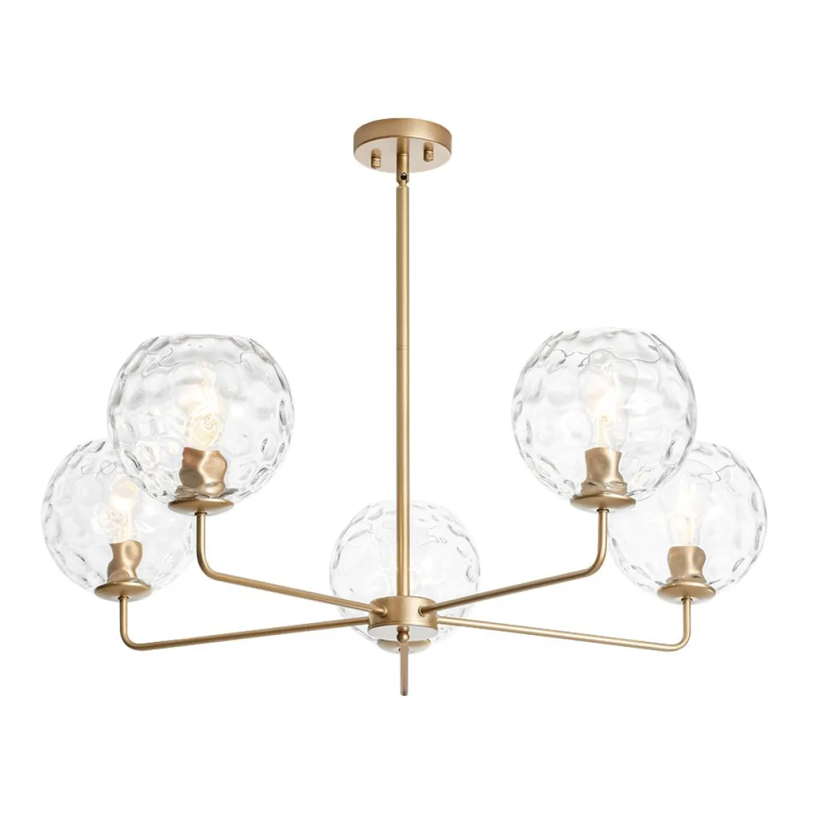 Clear Hammered Glass Globe 5-light Round Sputnik Chandelier