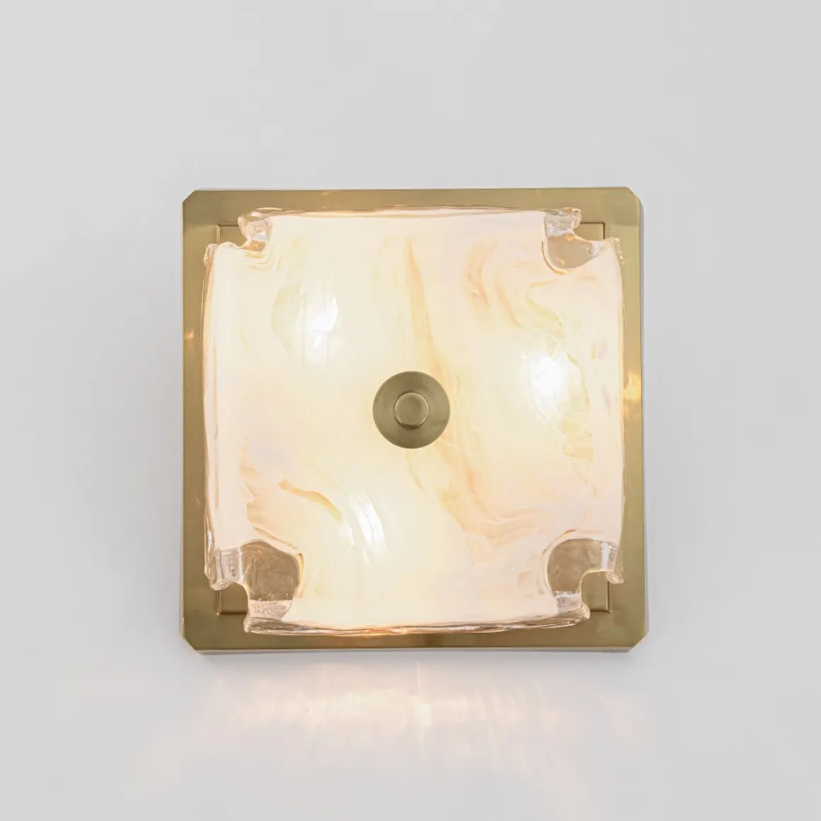 Cloudy White Glazed Glass Square Flush Mount Ceiling Light
