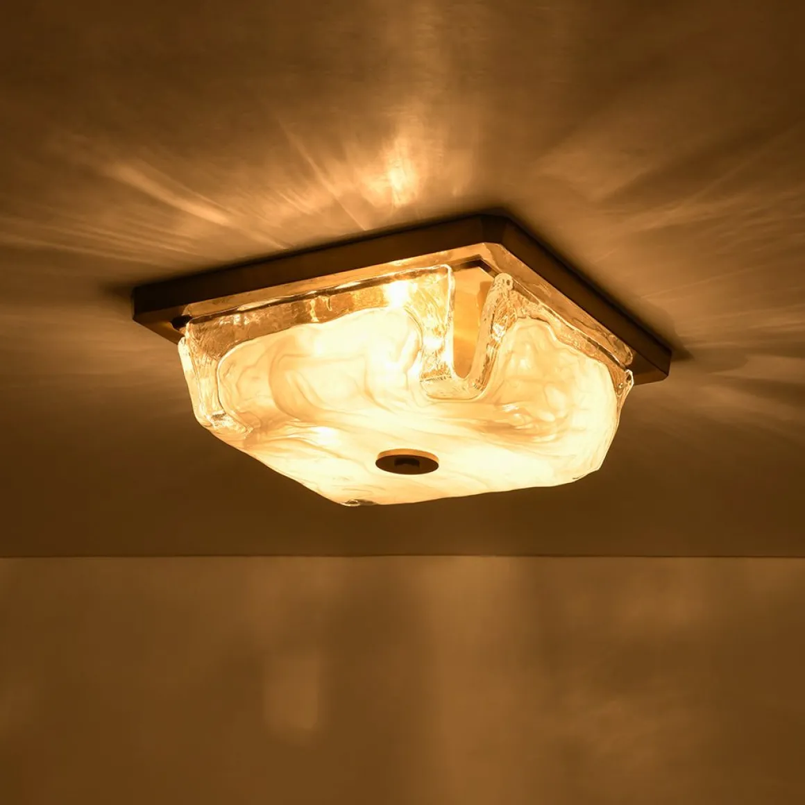 Cloudy White Glazed Glass Square Flush Mount Ceiling Light