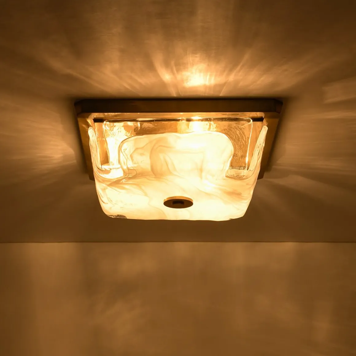 Cloudy White Glazed Glass Square Flush Mount Ceiling Light